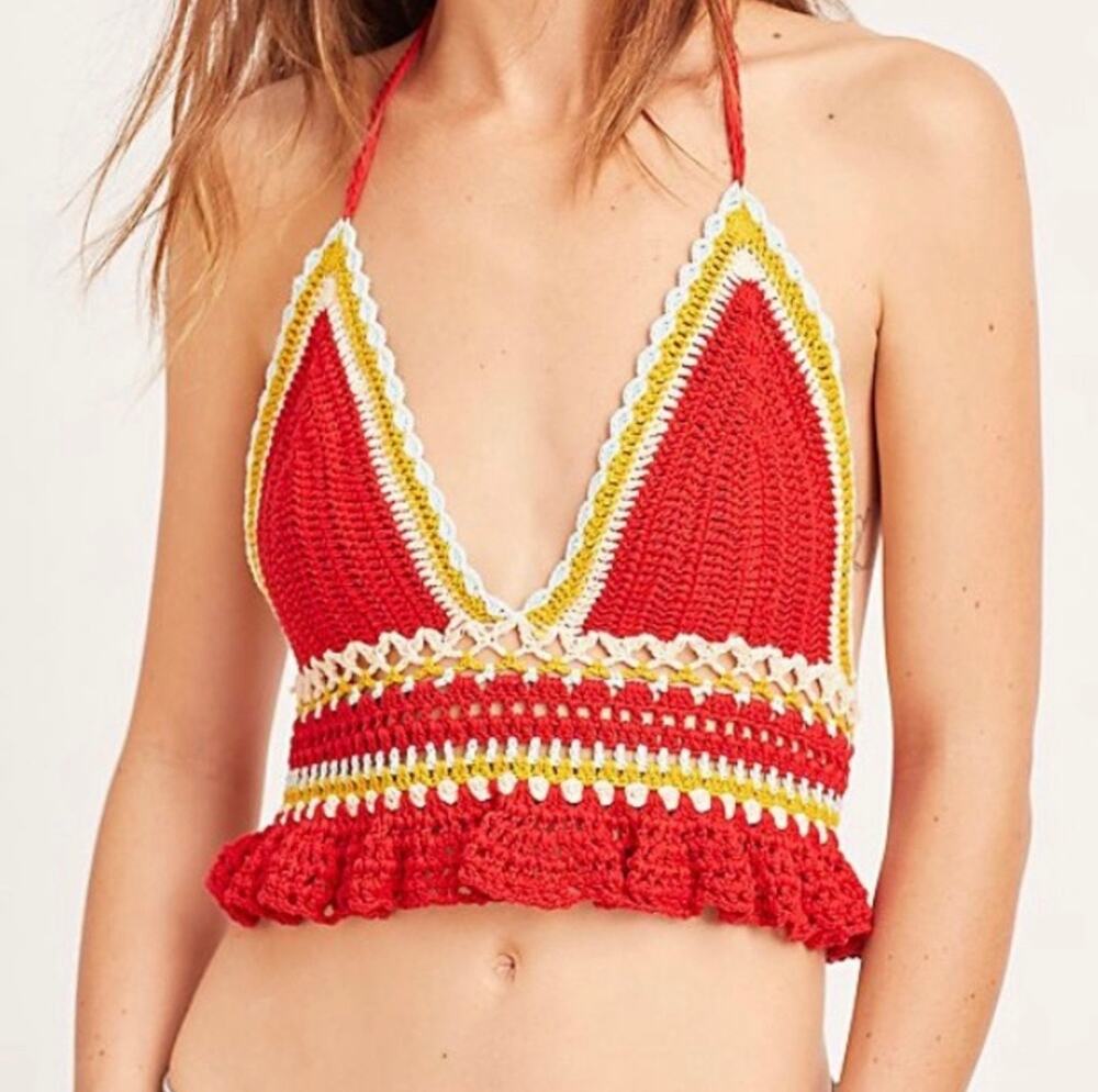 Intimately By Free People Red Backstage Sweater Halter Brami Size Medium